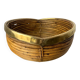 Circular rattan and brass basket, Italy, circa 1970s
