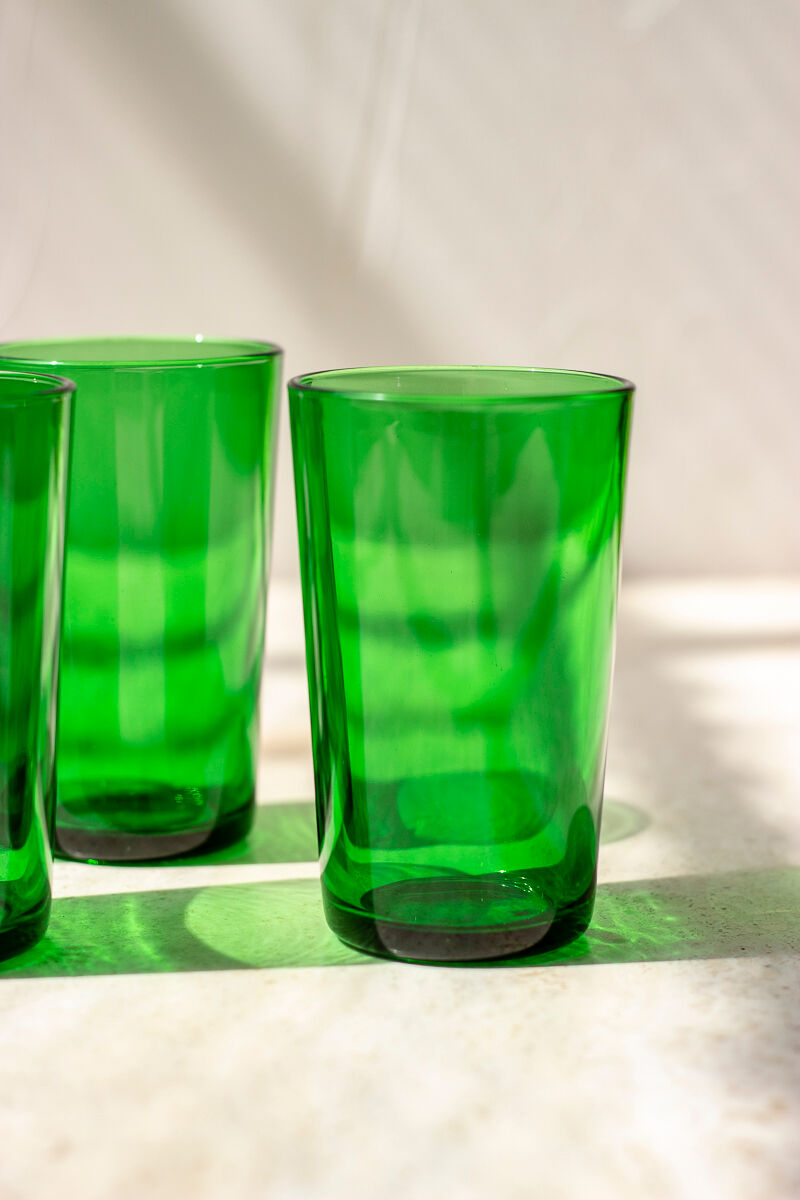 6 verres à eau verts vintage