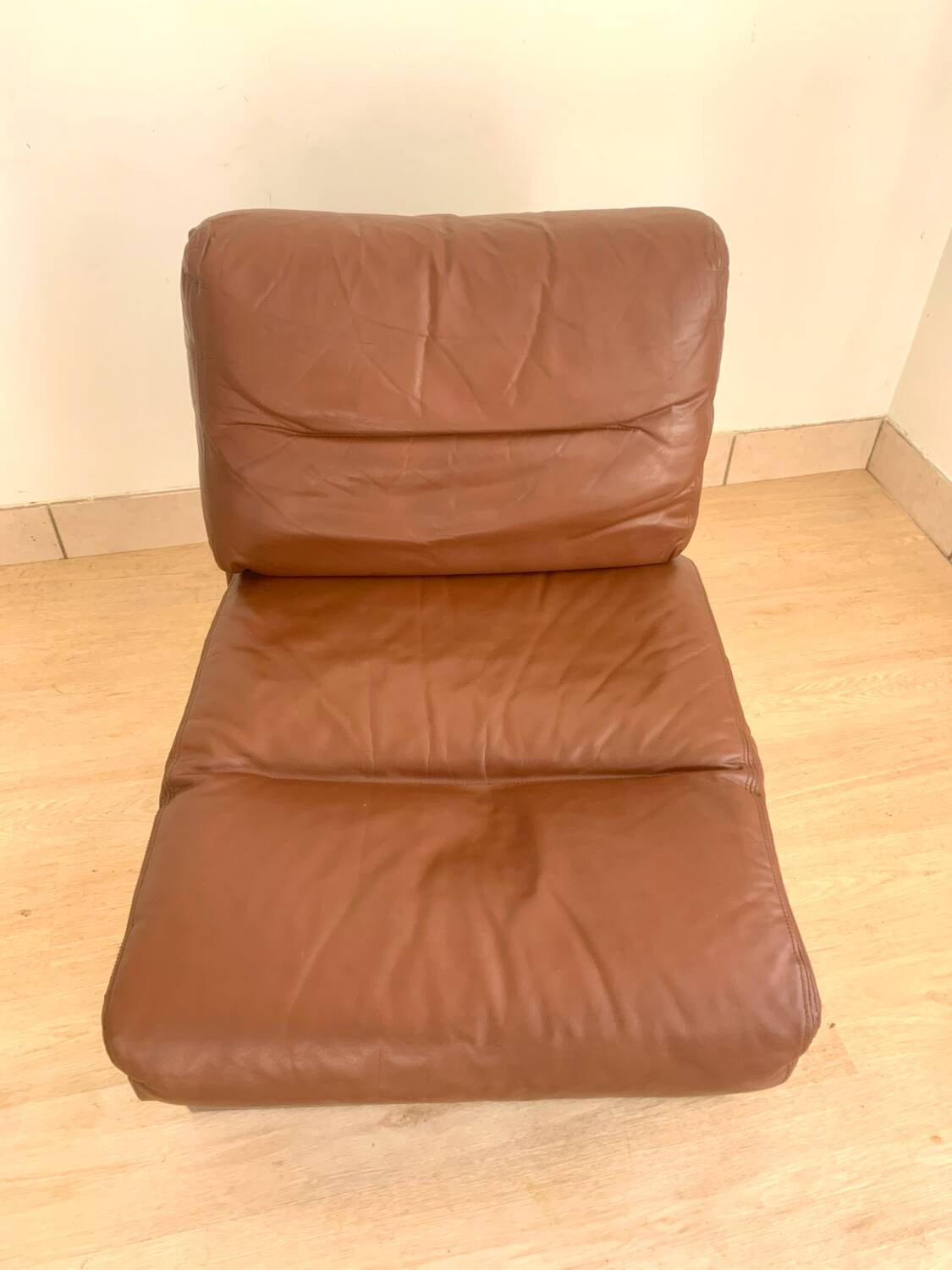 Vintage leather armchair Jacques Charpentier