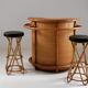 Rattan bar and stools, France 1960s, set of 3