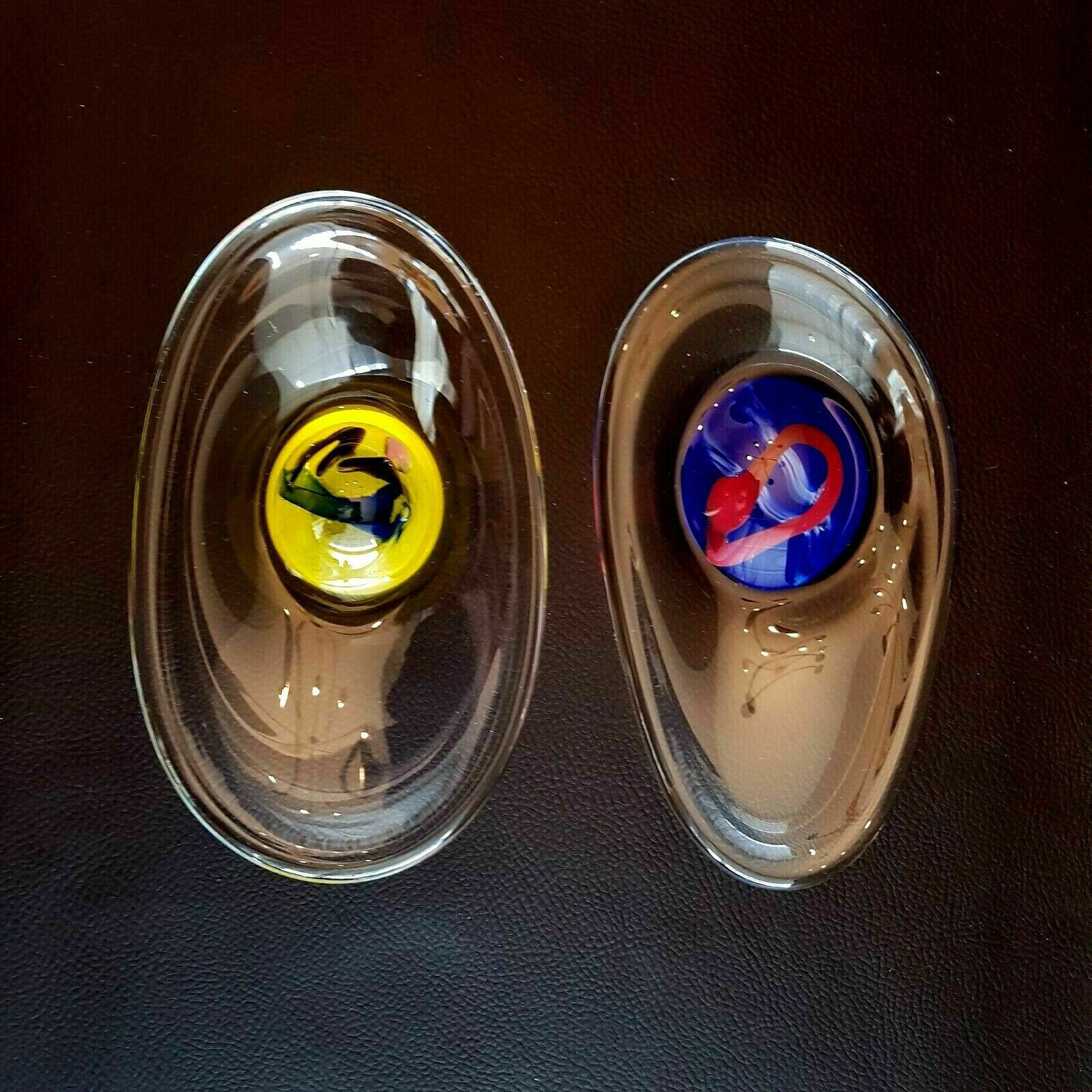 Pair of blown art glass cups by Eric Lindgren Claret