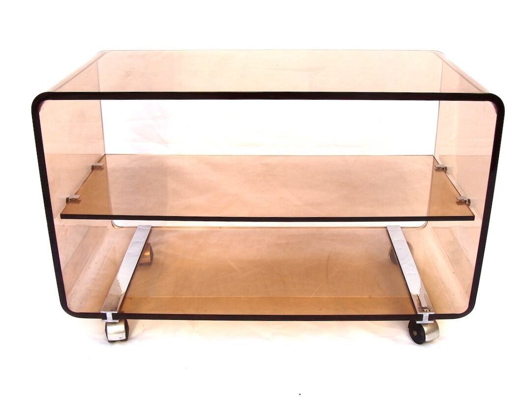 Plexiglas design rolling coffee table