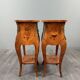 Pair of bedside tables in marquetry in the Louis XV style, 20th century.