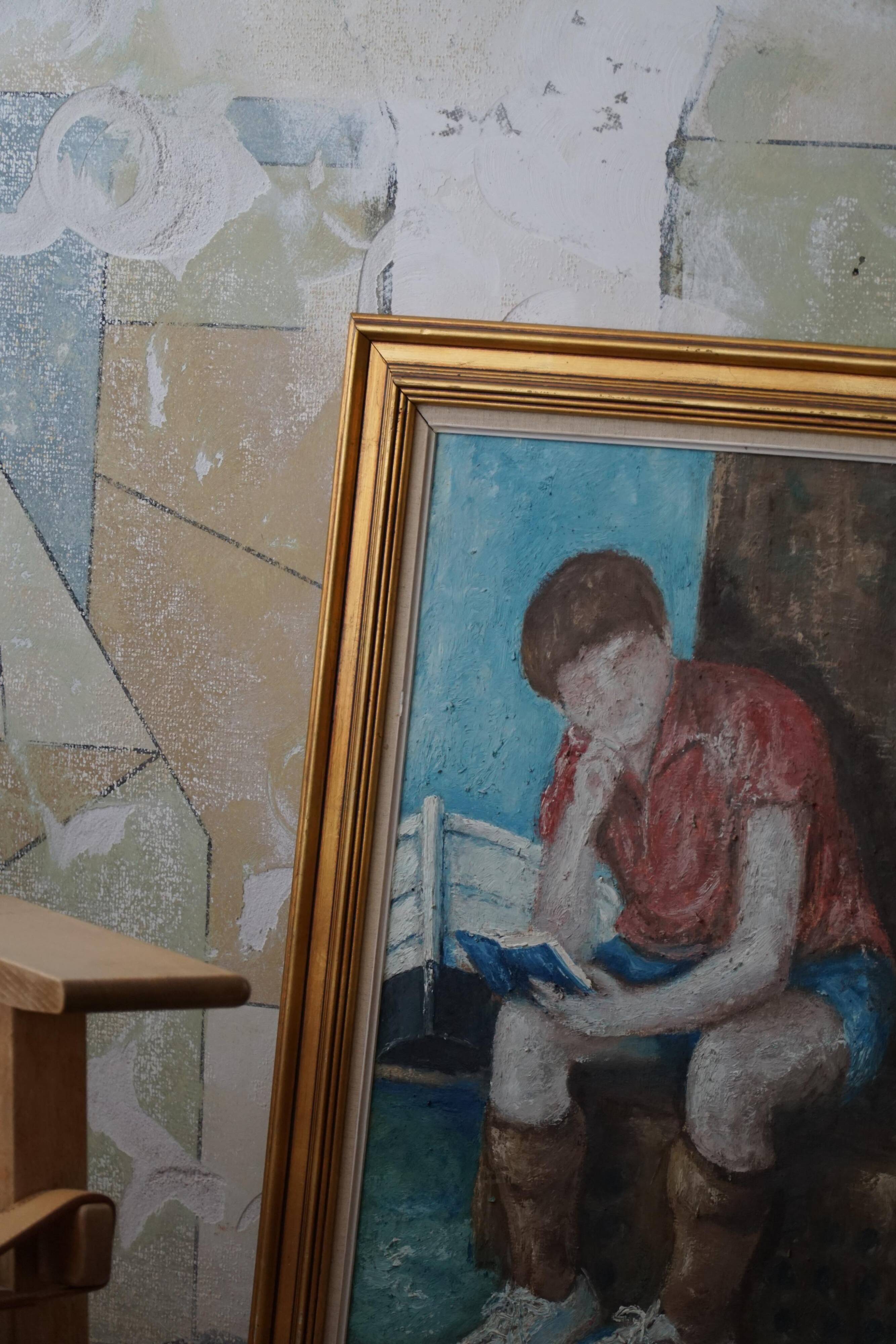 Oil painting by Jørgen Sejersen, Mid-century Modernism, 1960s