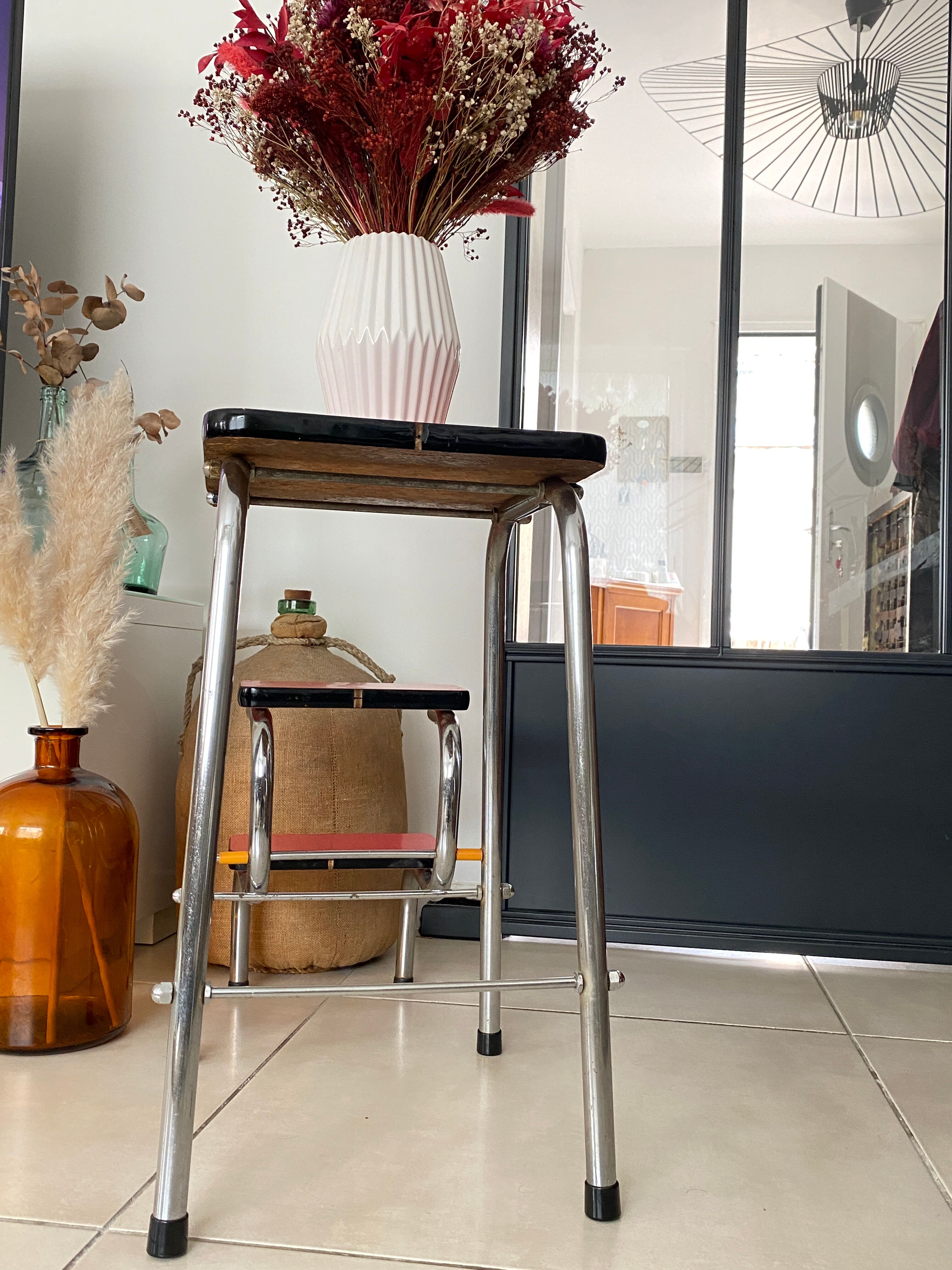Stool stepladder formica vintage