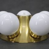 Pair of mid-century brass flush mount lights, 1970s