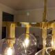 Five-globe brass chandelier by Hans-Agne Jakobsson