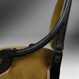 French Empire style  Black Wood and Velvet Armchair, 1850s