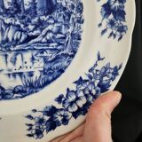Set of 4 Pyroblan porcelain plates with vintage blue and white decor