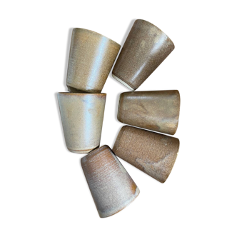 6 Digoin stoneware cups