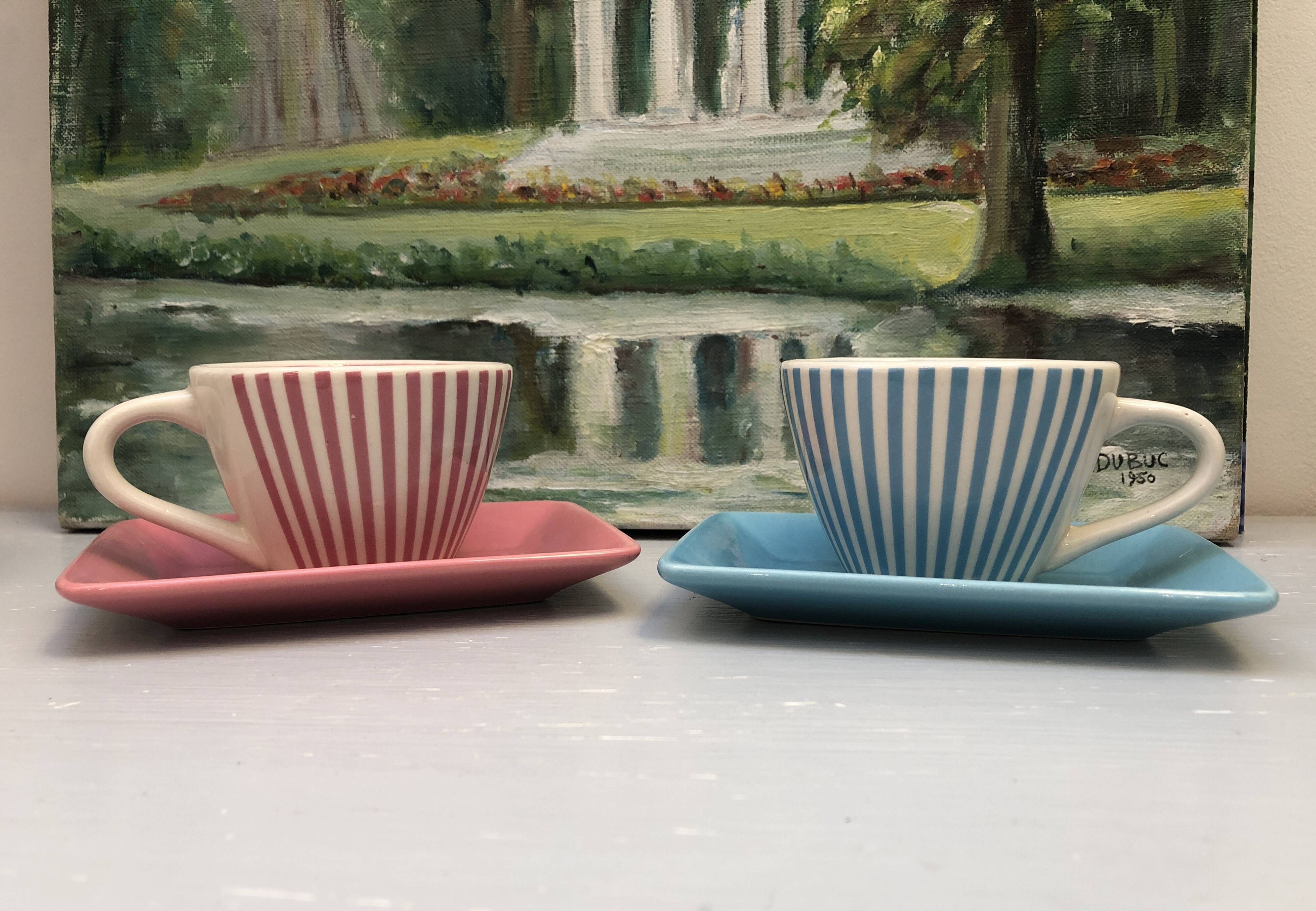 4 vintage ceramic coffee mugs edited by lbvyr circa