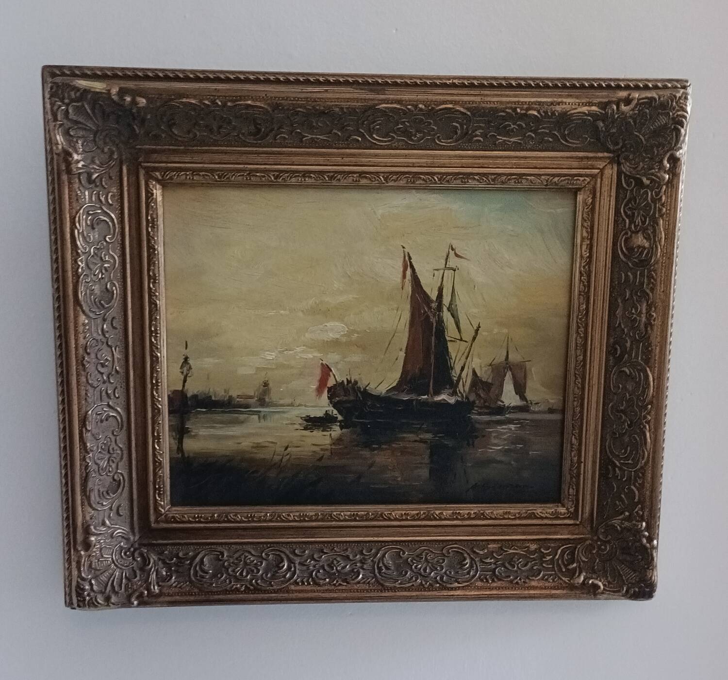 Tableau ancien, marine signée, fin XIXEME