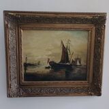 Old painting, signed seascape, late 19th century