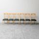 Set of 6 leather and wood chairs from the 1960s, vintage modernist
