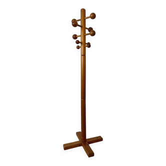 Pine coat rack with 10 hooks, 1970s.