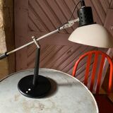 Aluminor desk lamp in white and black lacquered metal, 1960.