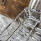 Silver-plated metal and glass hors d'oeuvre tray