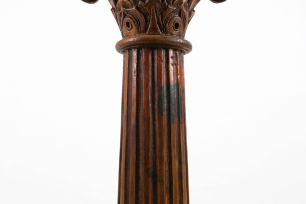 Colonne ou piédestal corinthien en bois sculpté ancien, France vers 1890