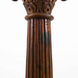 Colonne ou piédestal corinthien en bois sculpté antique, France vers 1890