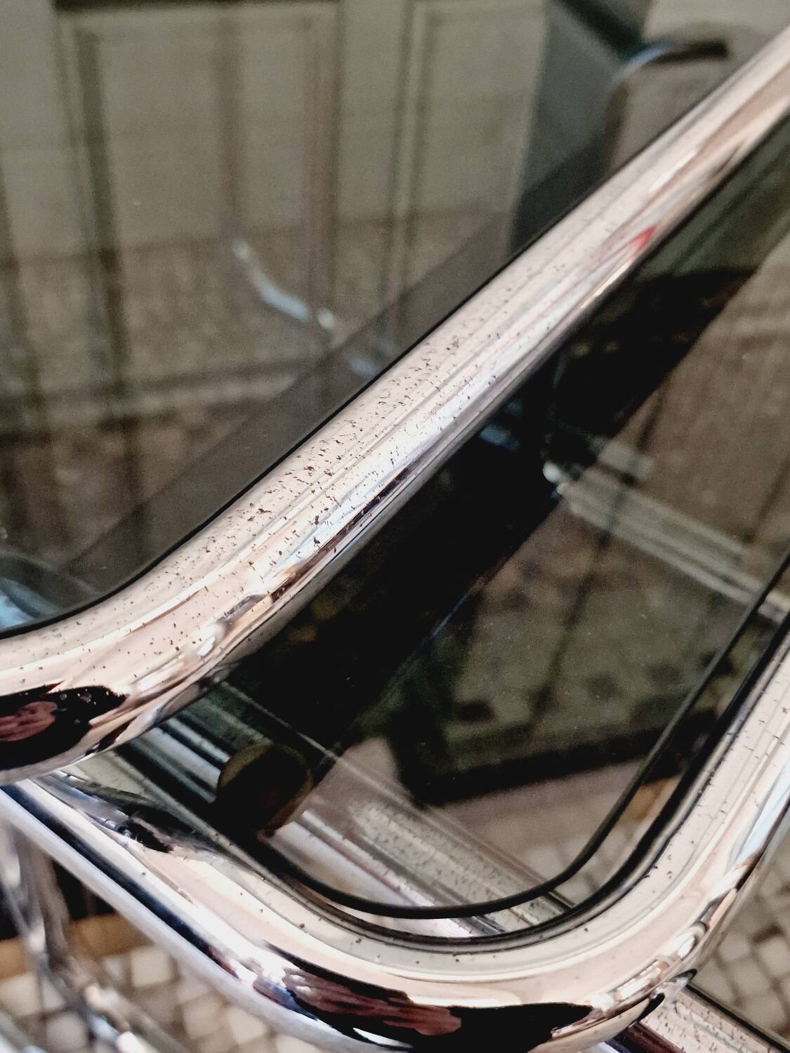 Vintage chrome smoked glass nesting coffee table