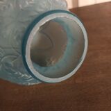 Art deco ball vase in opaque blue molded glass