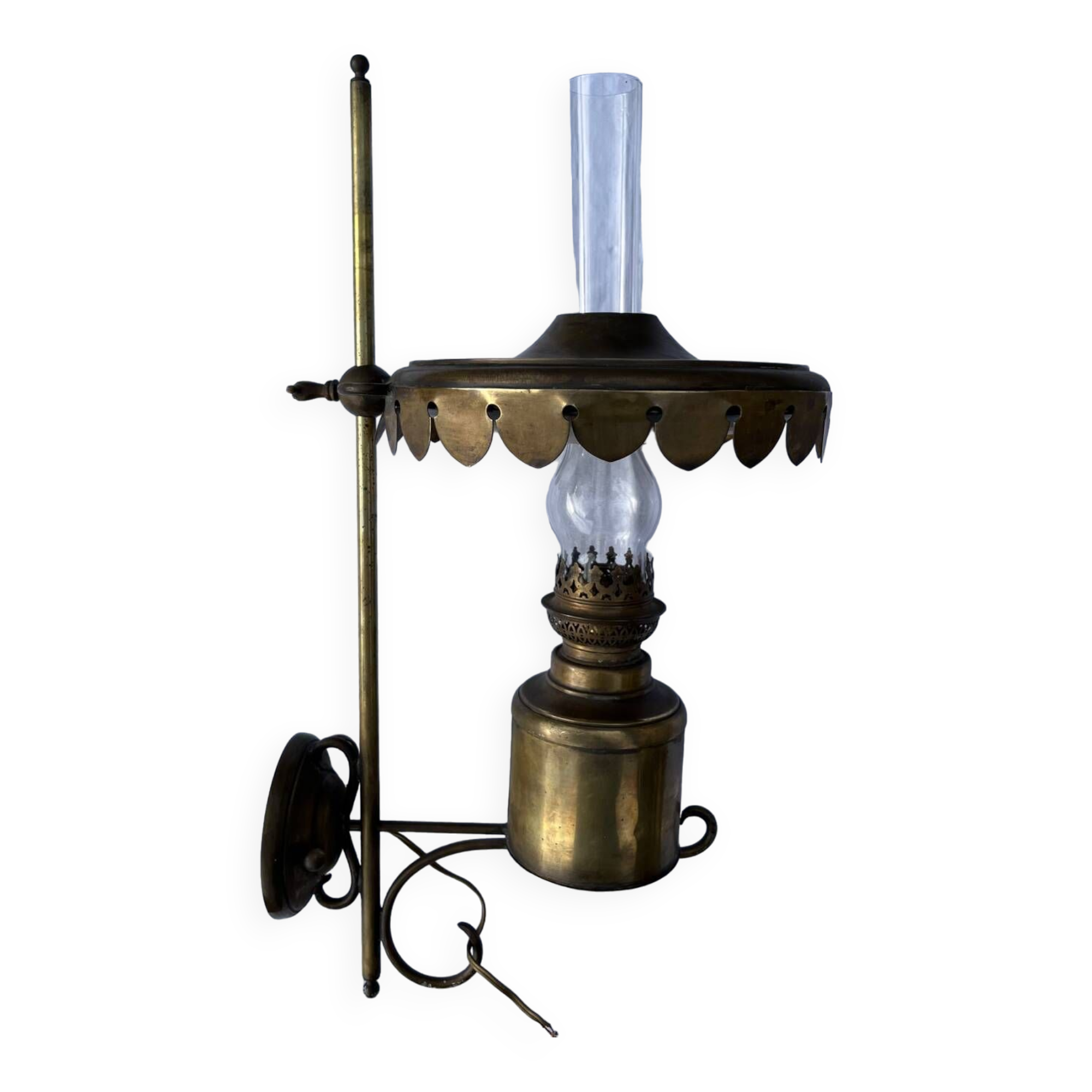 Vintage kerosene lamp copper wall light