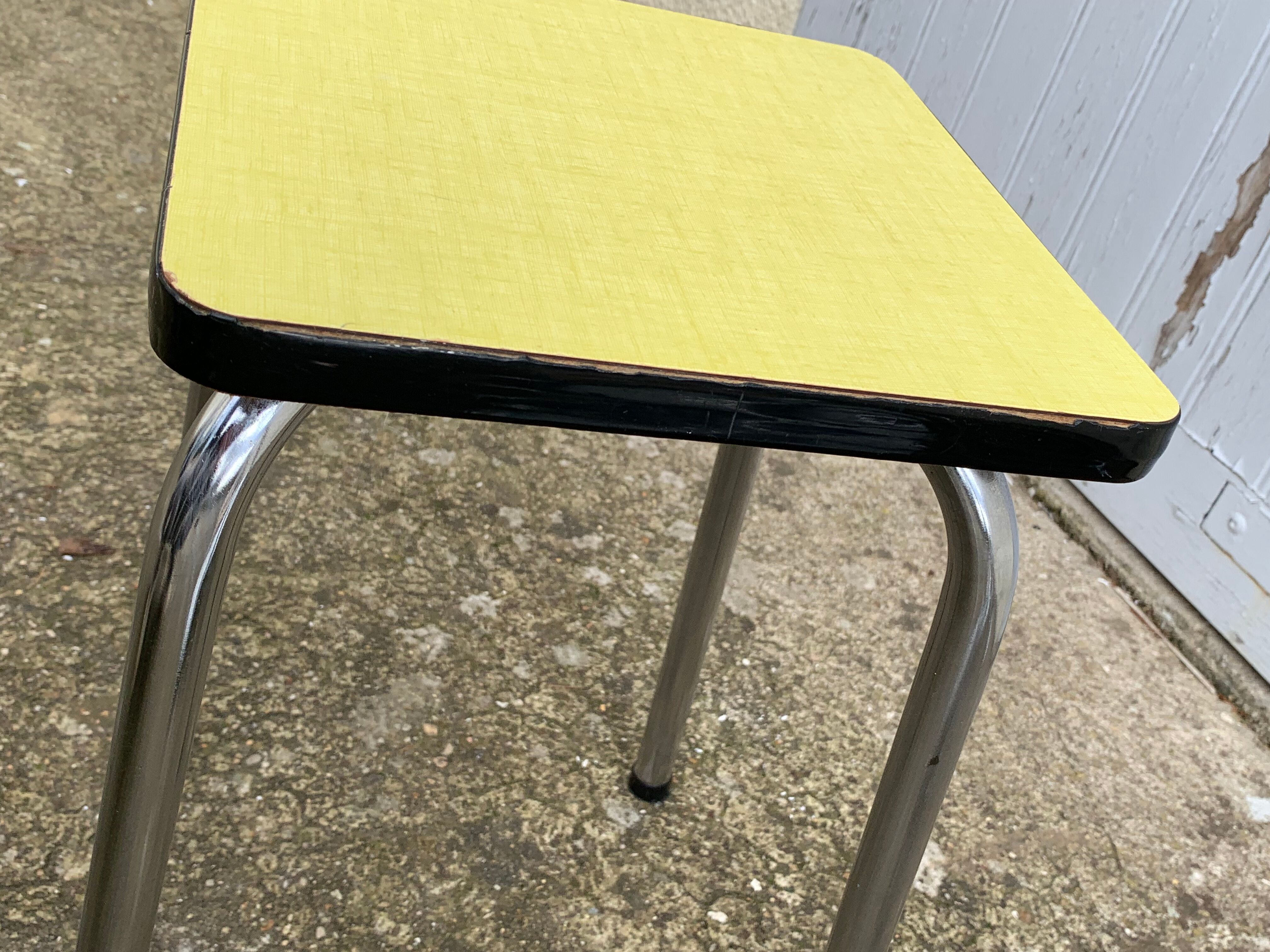 Mismatched formica chairs and stool 1960