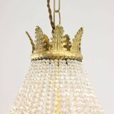 French Empire Crystal and Brass Chandelier, 1940s