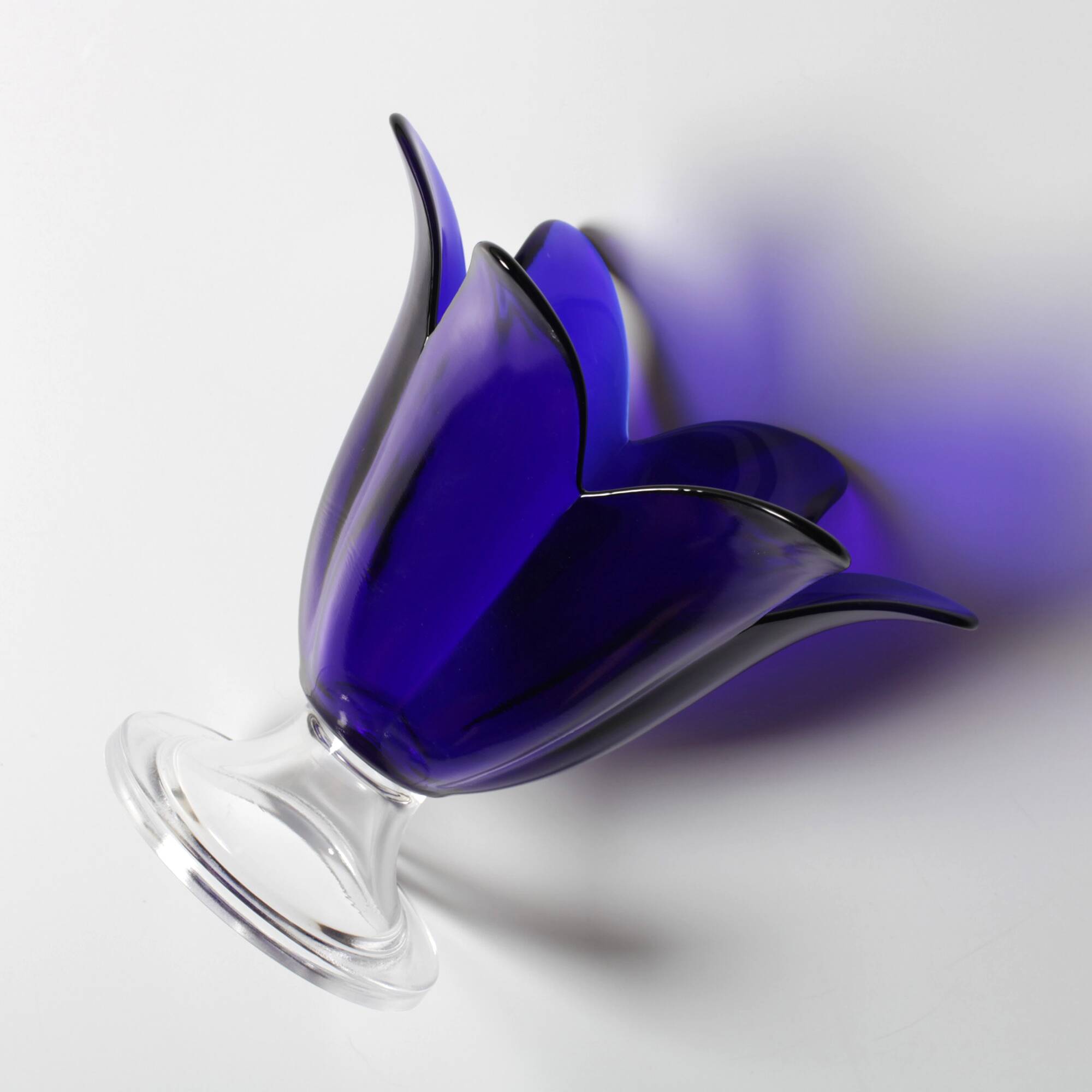 Cobalt Blue Vintage Glass Vase / Mid-century Tulip Flower Vase. Portugal