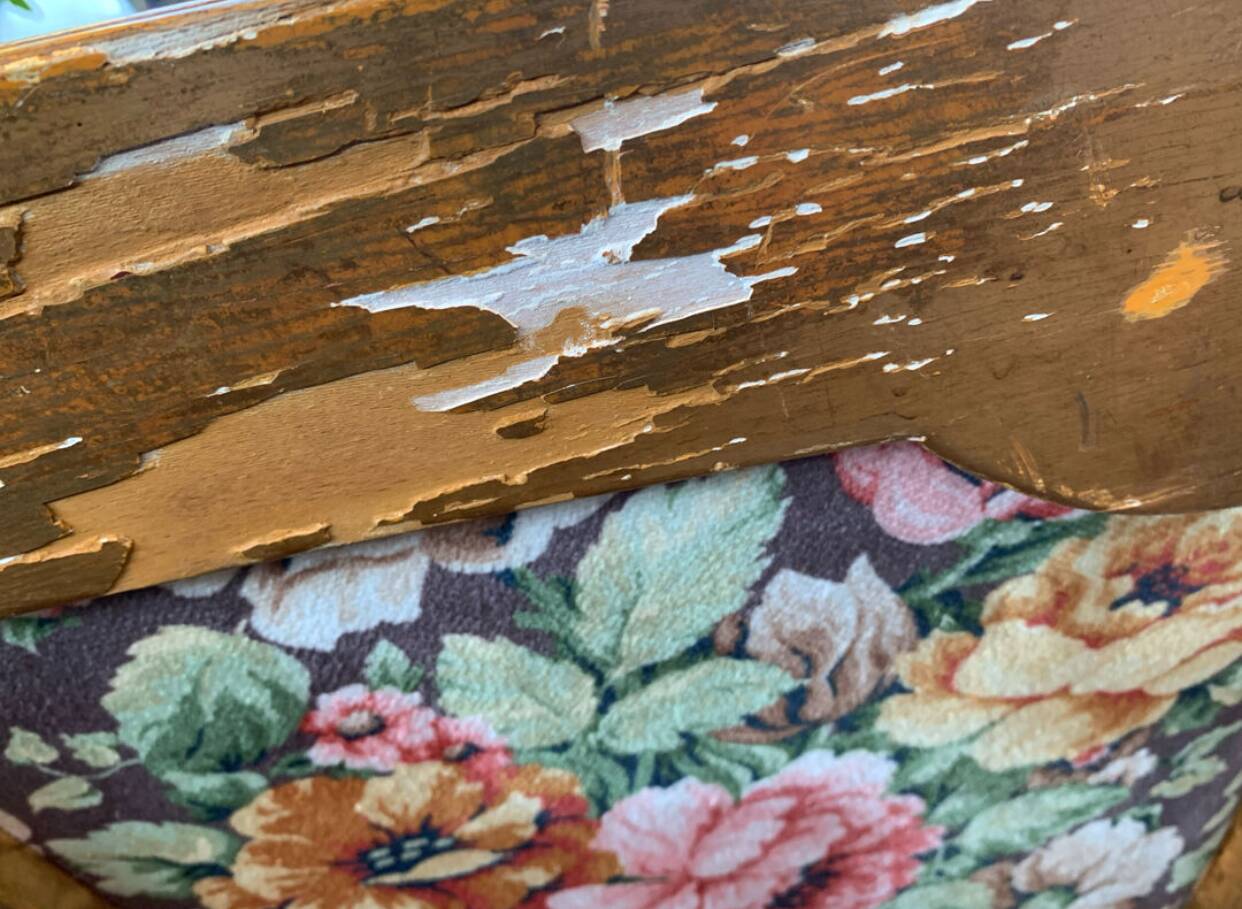 19th-century floral velvet bench