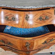 Rococo-Style Chest of Drawers — Stone Top, Mahogany & Brass Fittings