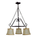 Rustique français vintage noir fer forgé 3 lumières lustre nuances de peau 4526