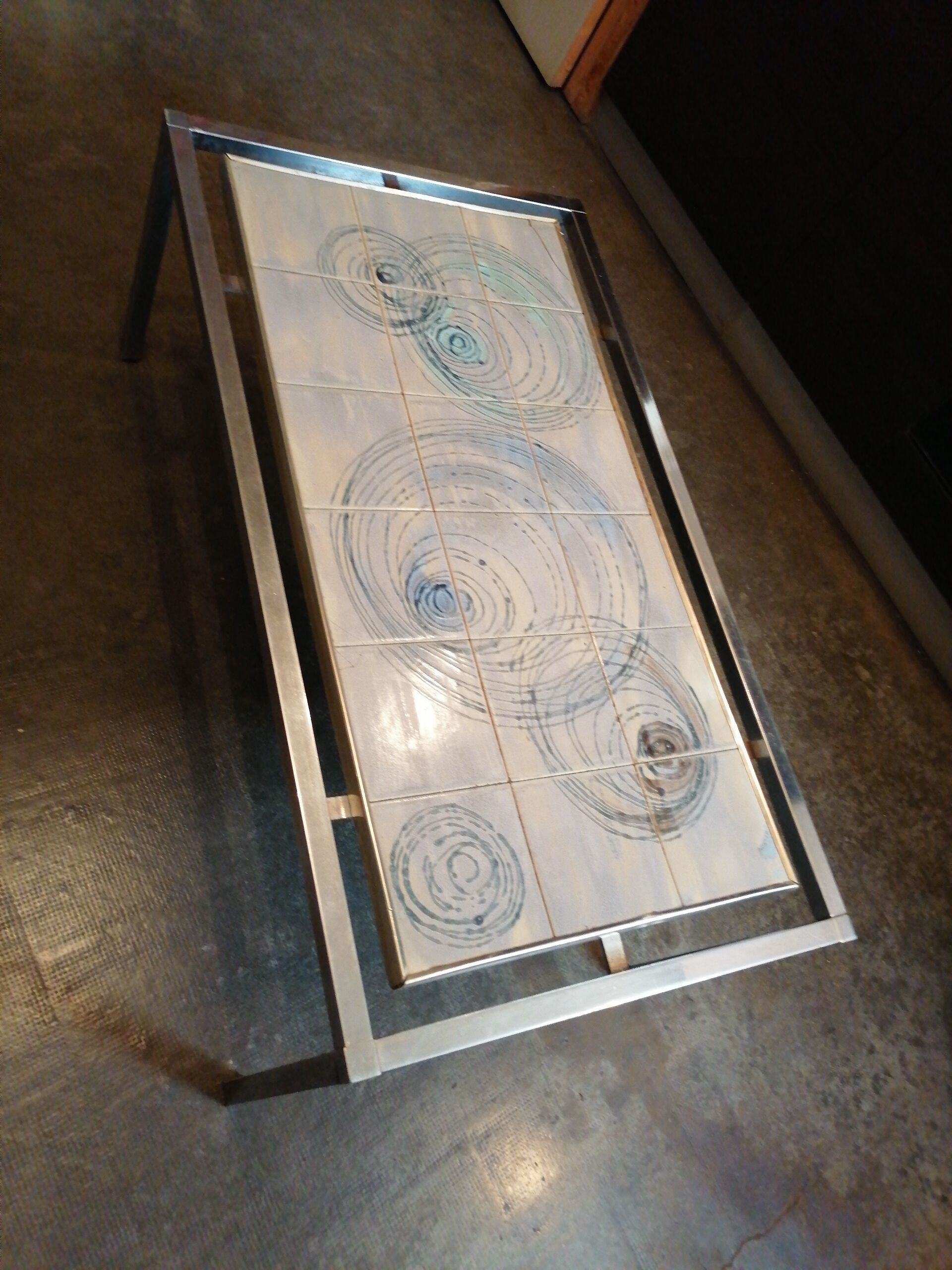 Coffee table 1970 chrome ceramic