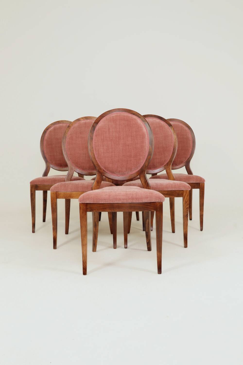 Set of 6 medallion dining chairs, Indian pink