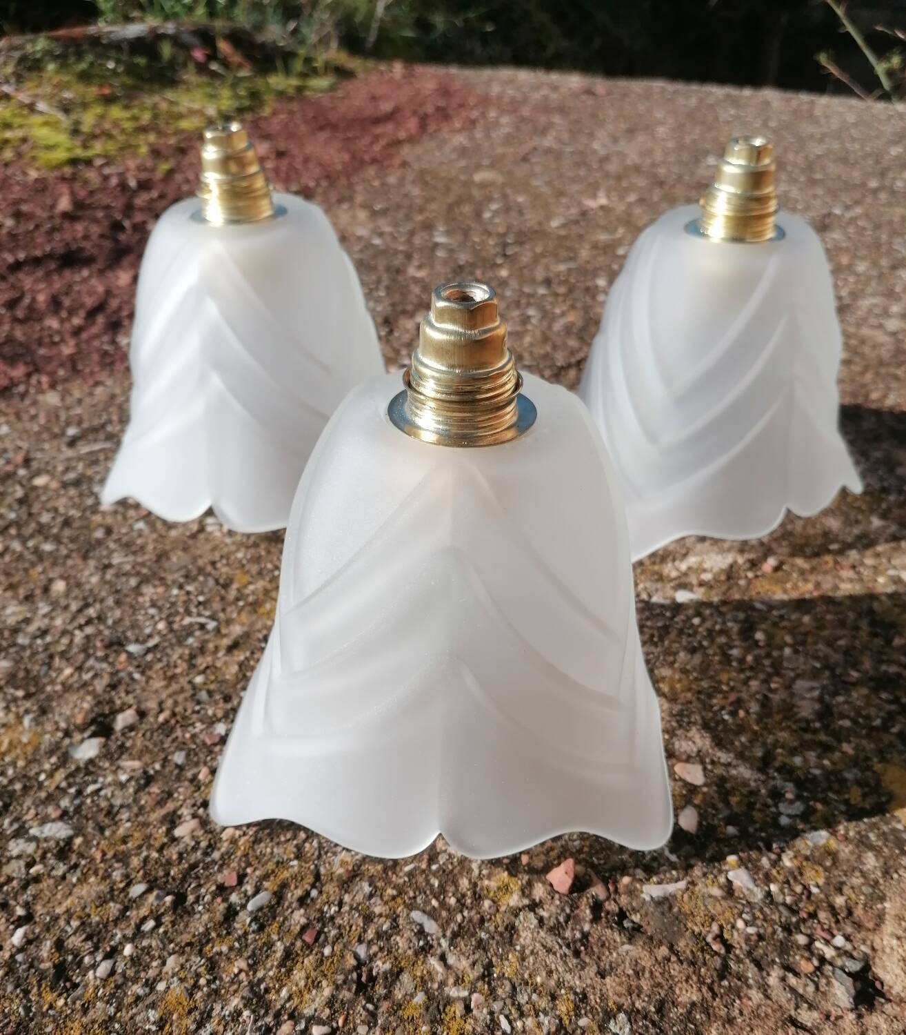 Set of 3 Art Deco tulip hanging lamps