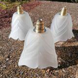 Set of 3 Art Deco tulip hanging lamps