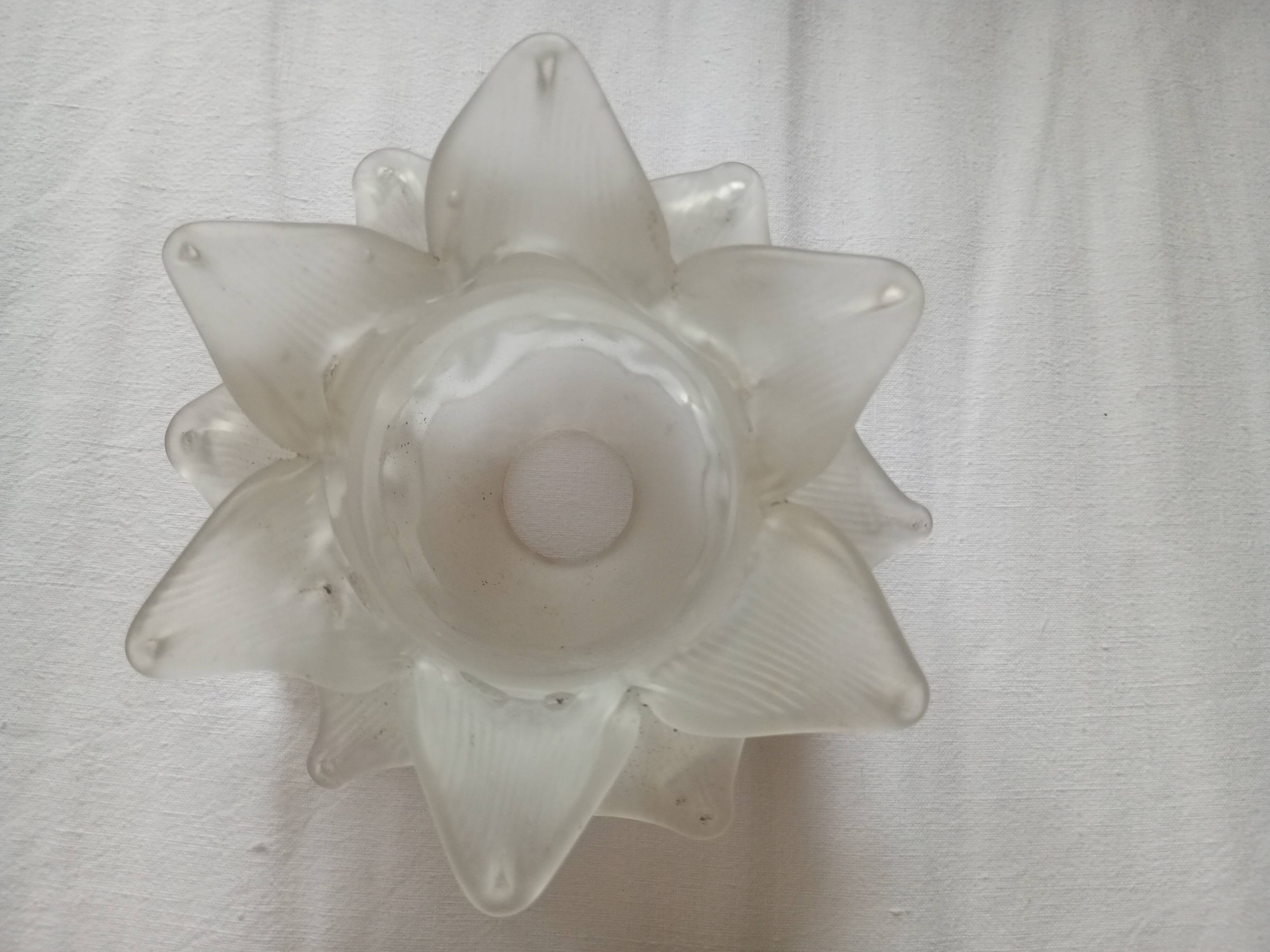 Grande Tulipe ancienne en forme de fleur "rose" - verre dépoli