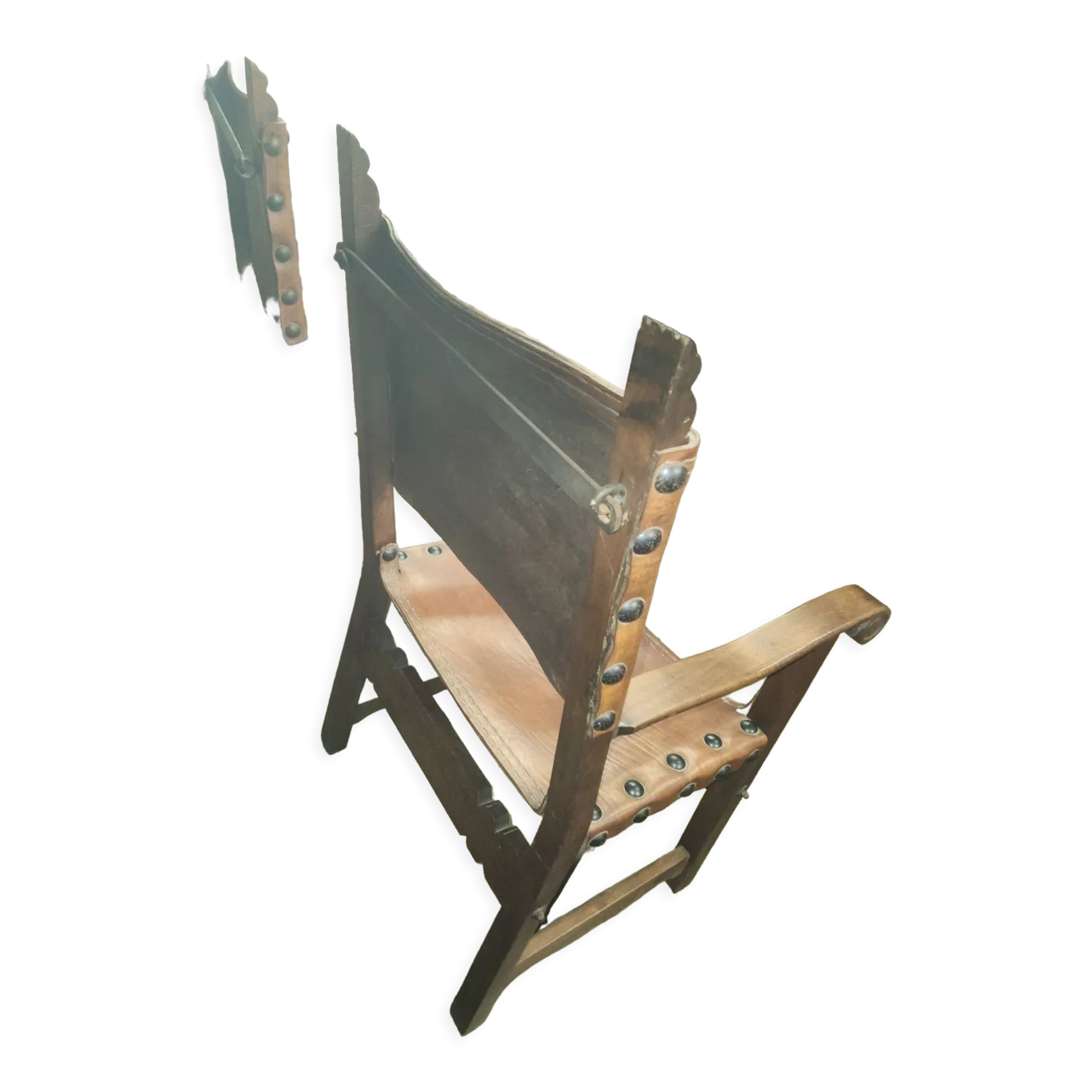 Pair of leather armchairs 19th century