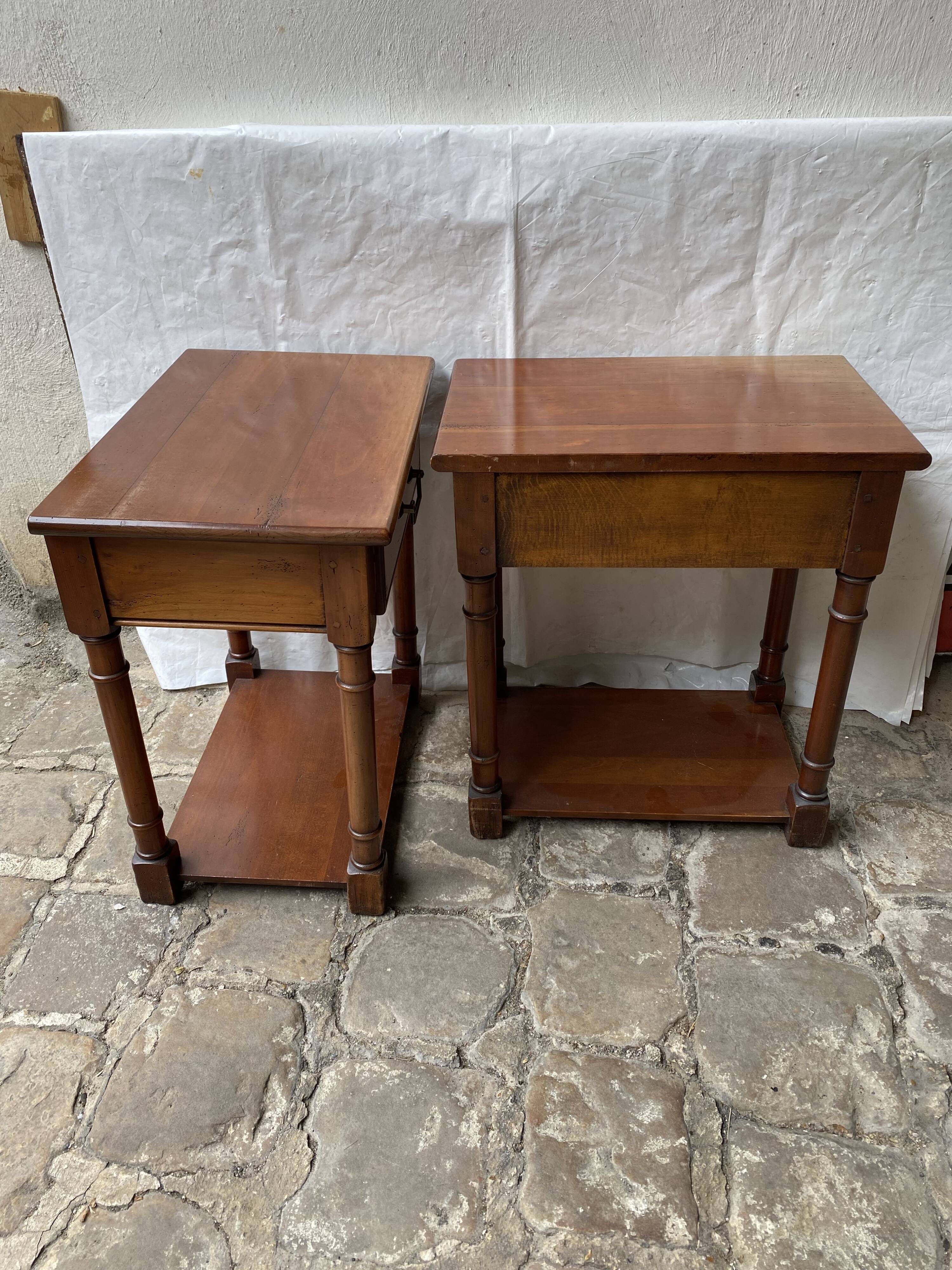 Pair of cherry wood side tables