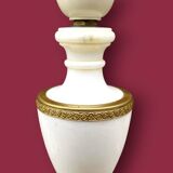 Pair of elegant antique lamp bases in alabaster and gilt brass