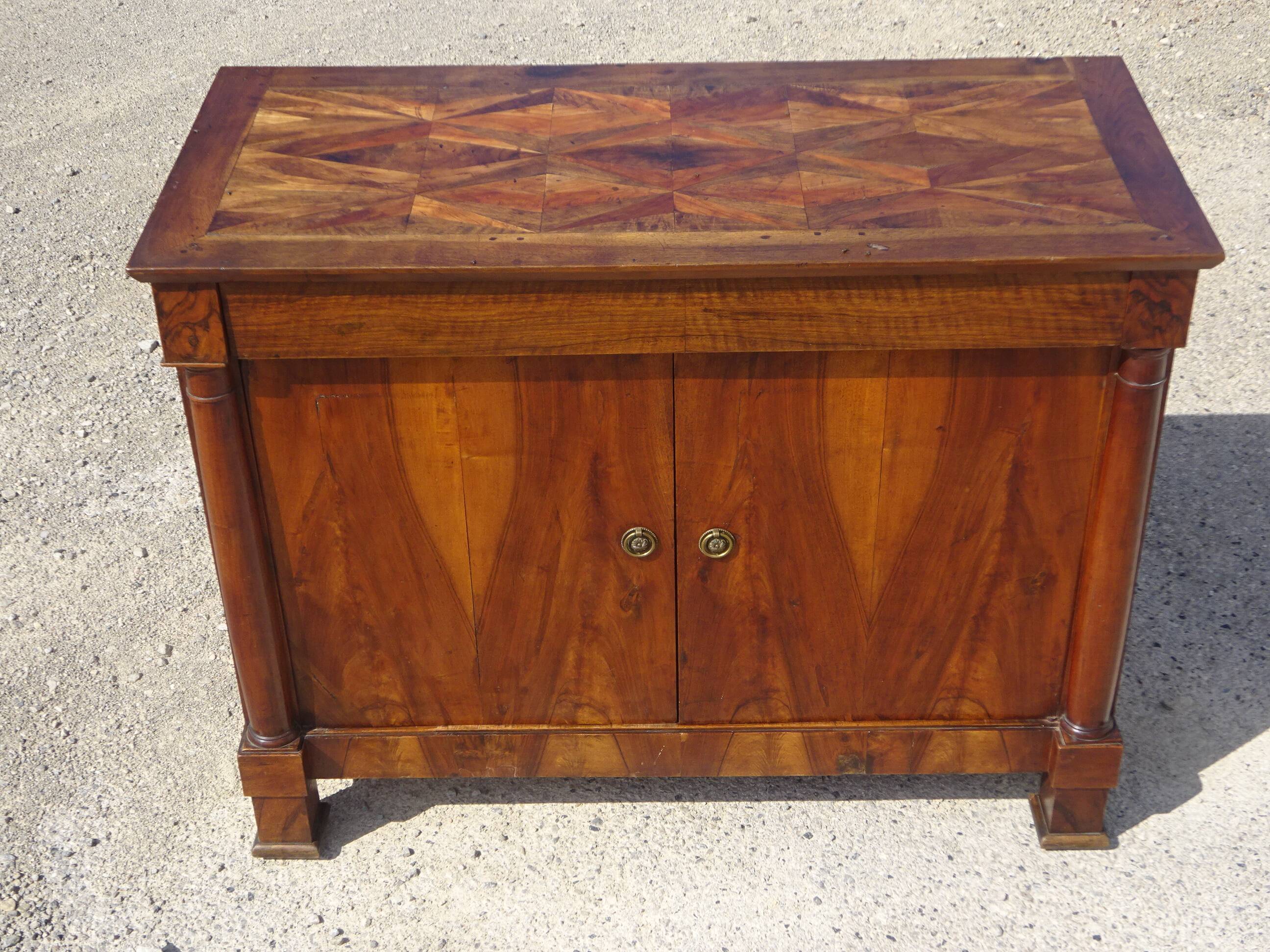 Empire style marquetry sideboard, 2 doors and 1 drawer