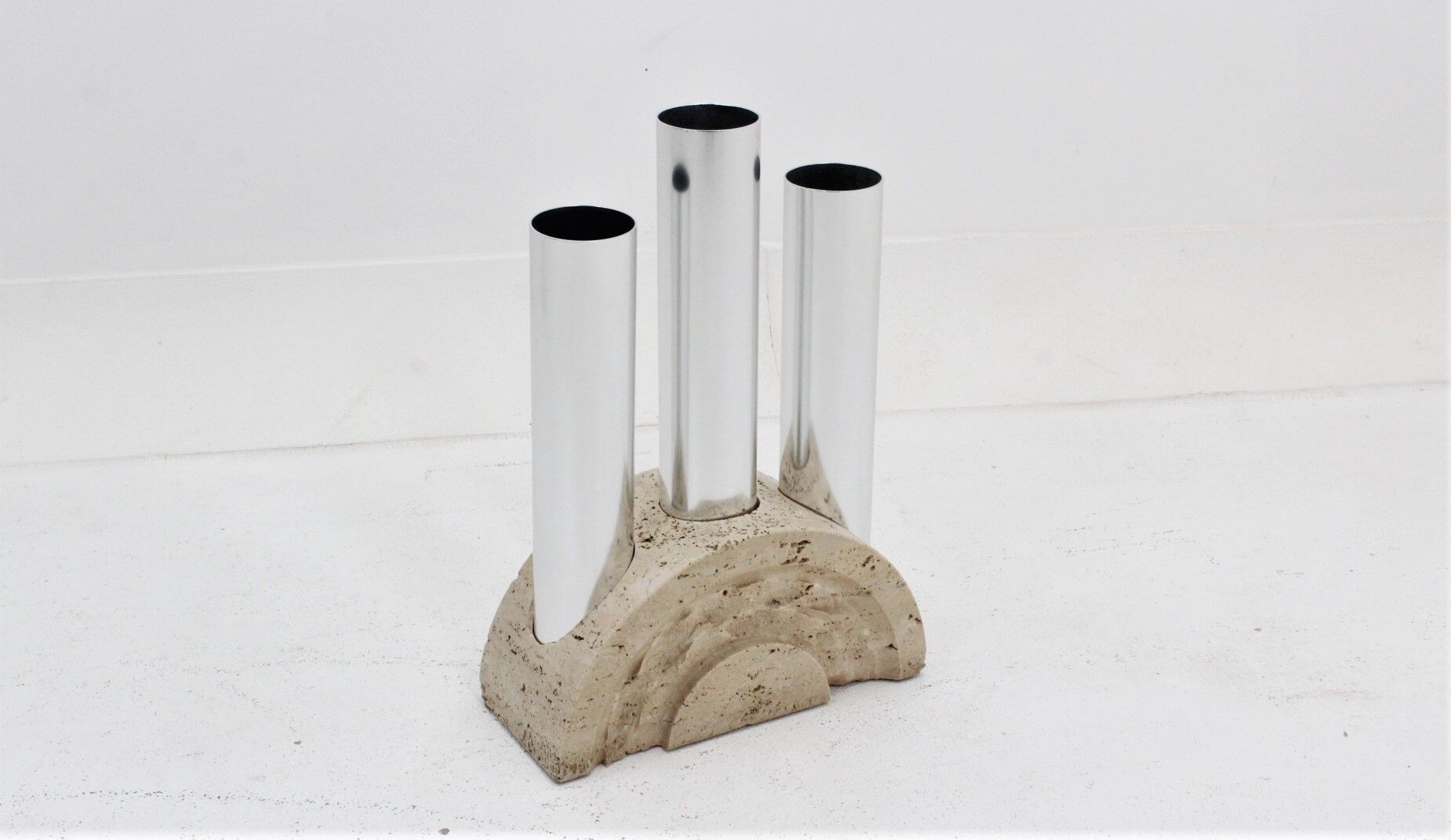 Italian travertine umbrella rack by F.lli Mannelli