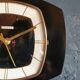 Vintage formica clock silent trapezoid wall clock "Bayard noir"