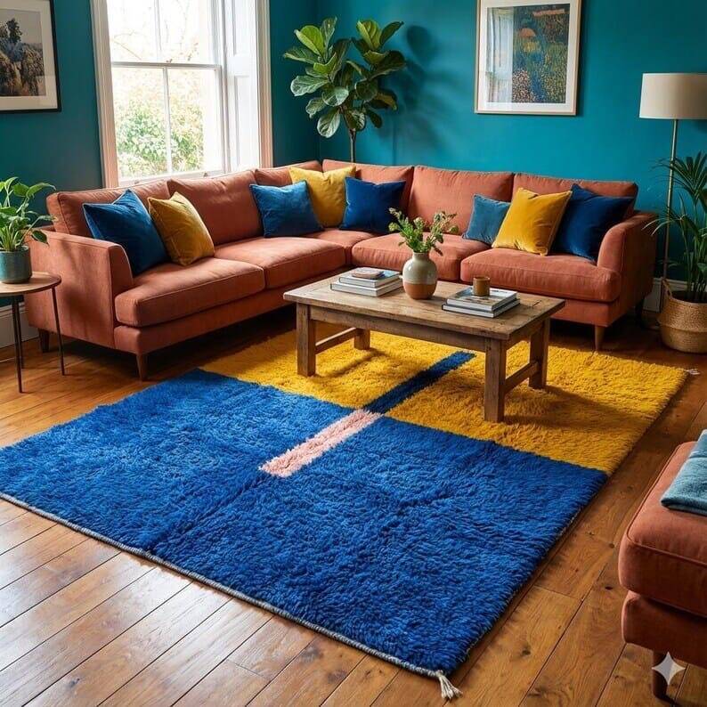 Natural wool handwoven carpet 150/250 cm