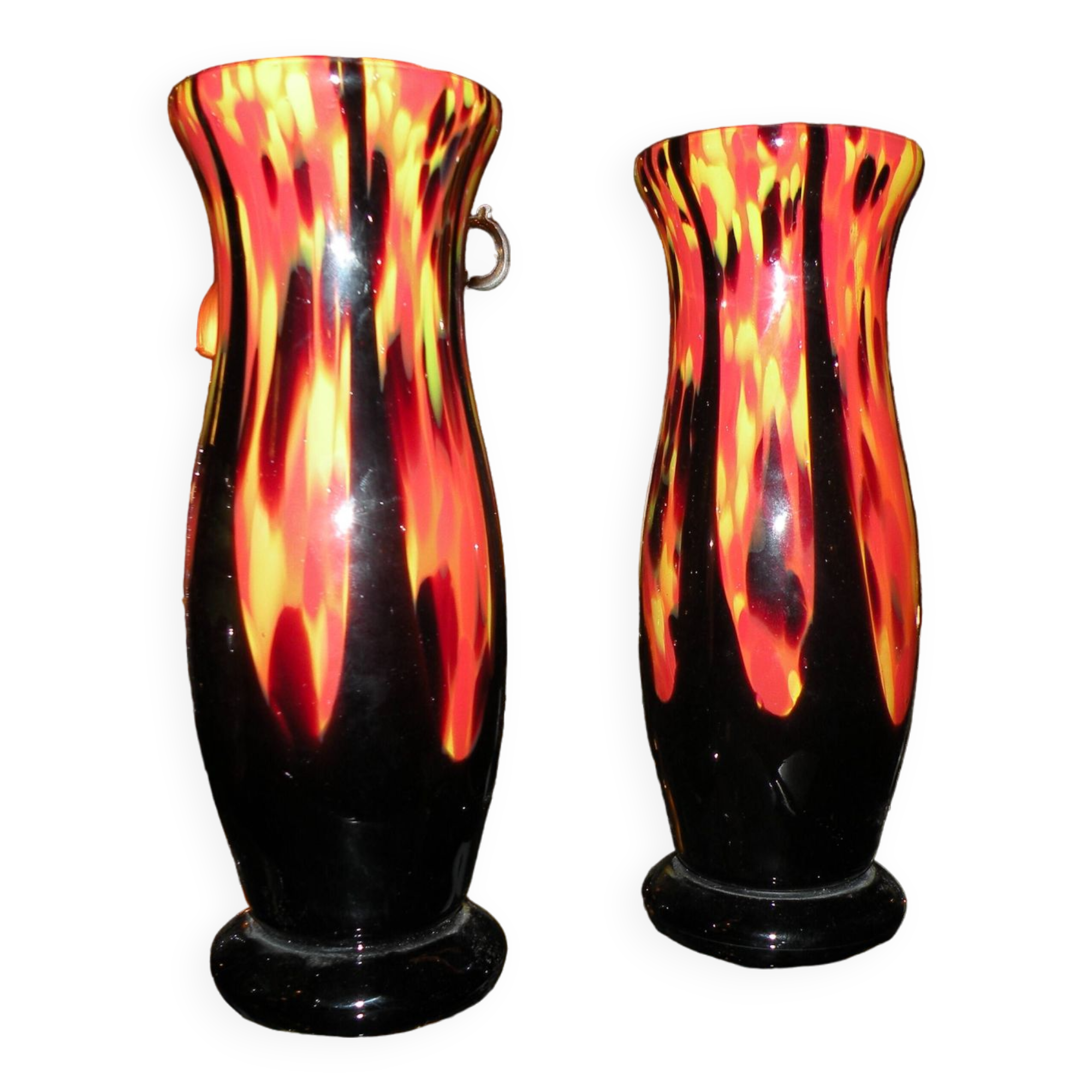 Pair of vases by antonin ruckl for kralik bohemia glass, 1930, 1940