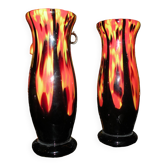 Pair of vases by antonin ruckl for kralik bohemia glass, 1930, 1940