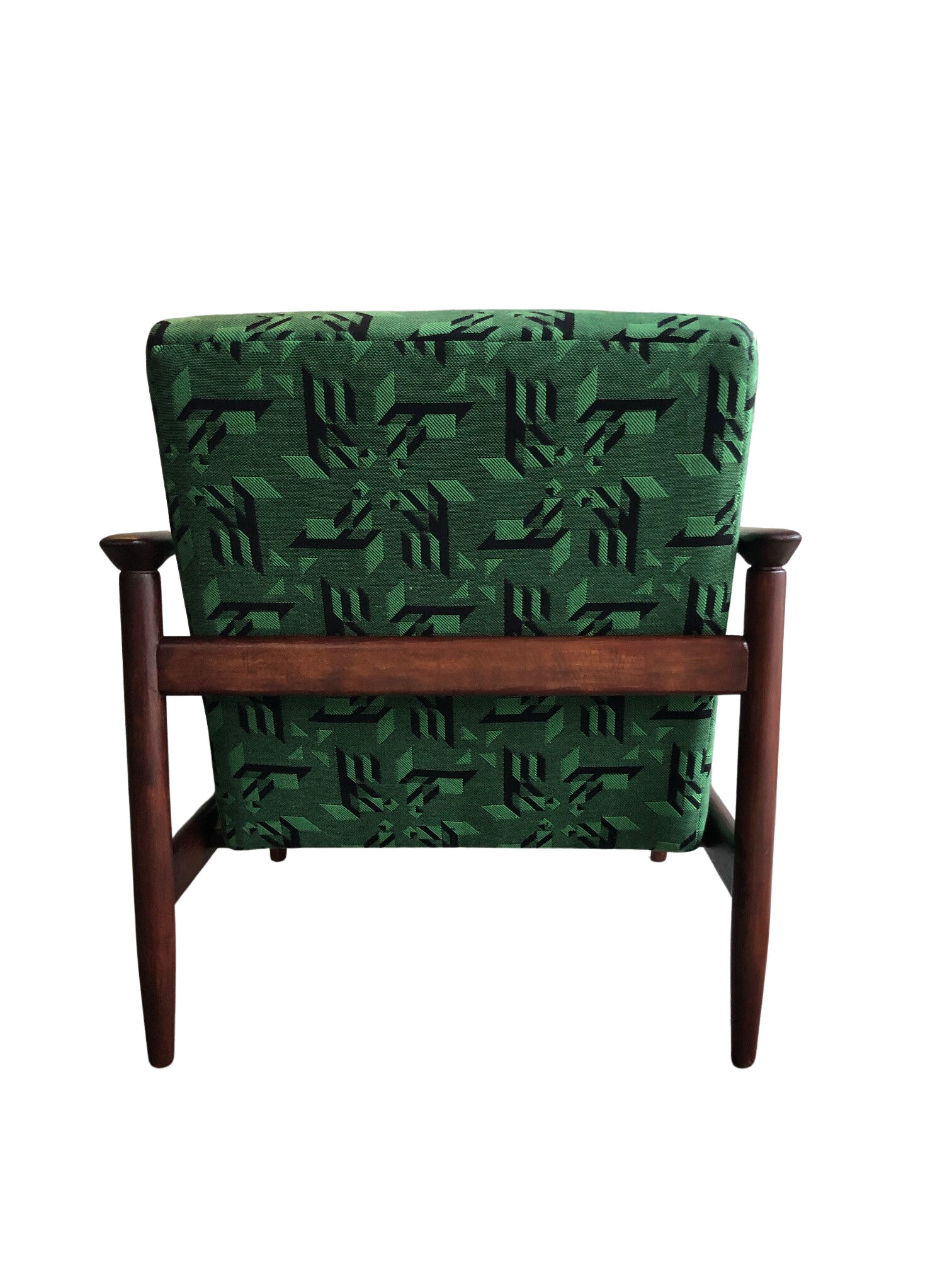 Mid century armchairs in green jacquard, by edmund homa, 1960s, set of two
