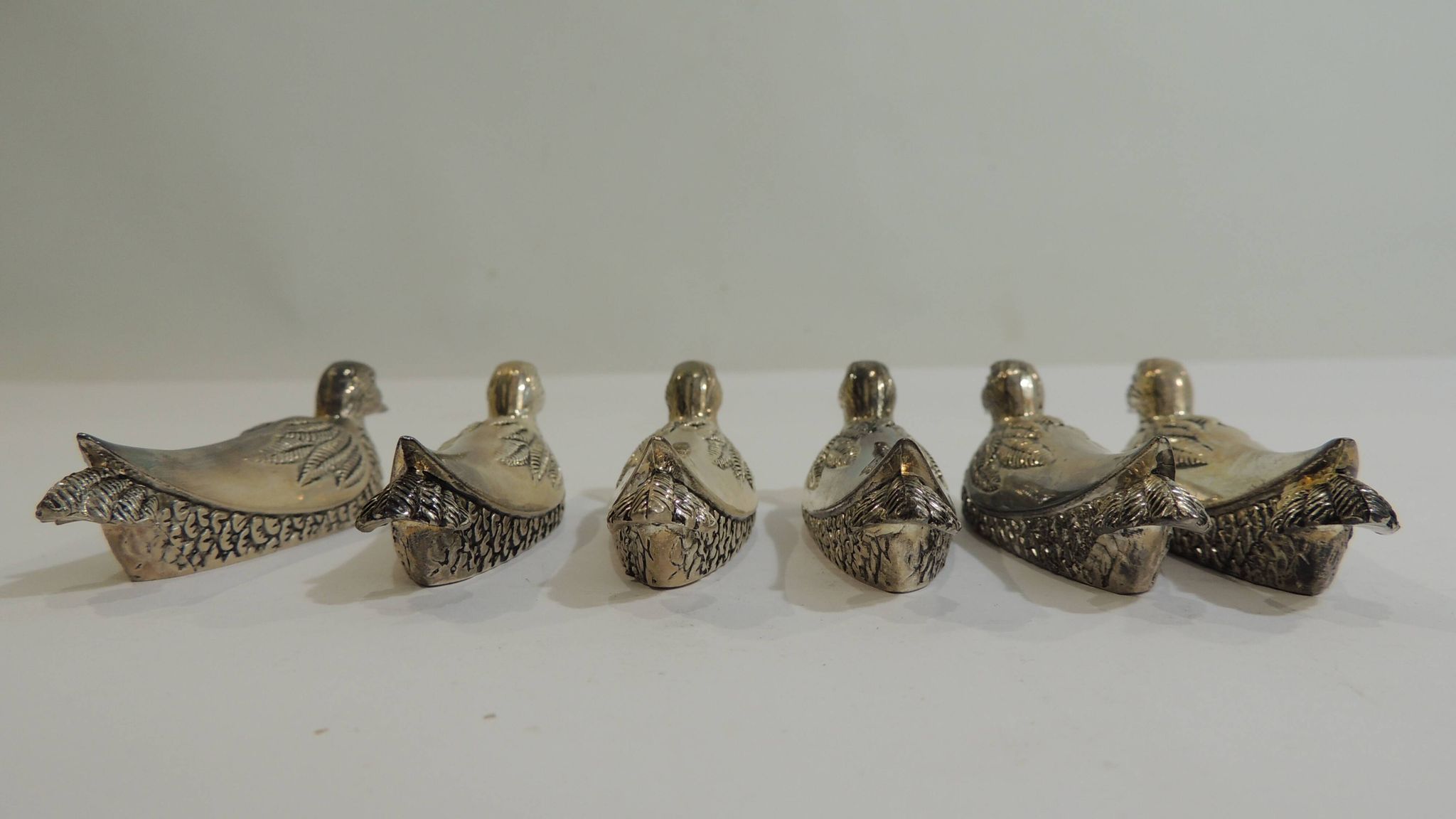 Set of 6 vintage silver-plated knife rests in the shape of ducks – Port