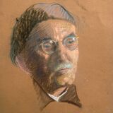 Pastel painting "man in the beret" circa 1950