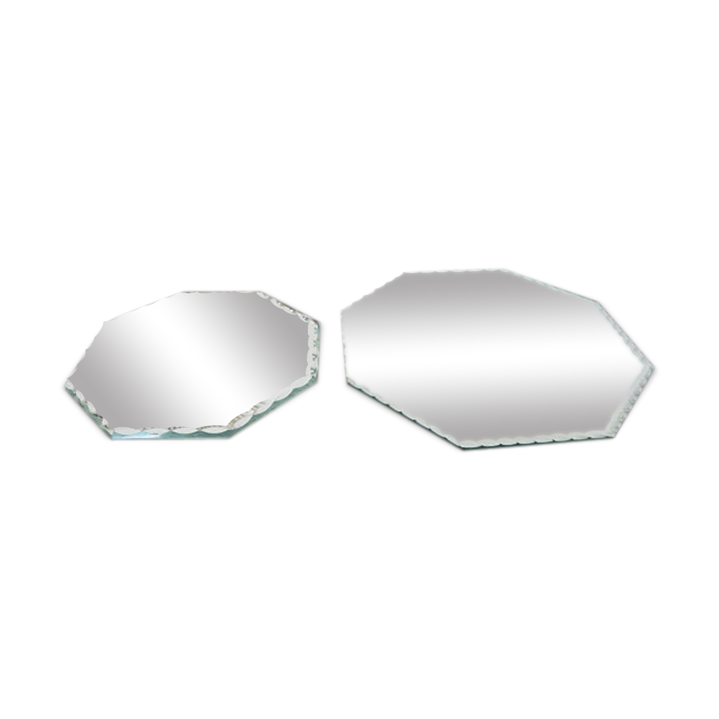 Set of 2 bevelled octagonal mirrors 50/60s